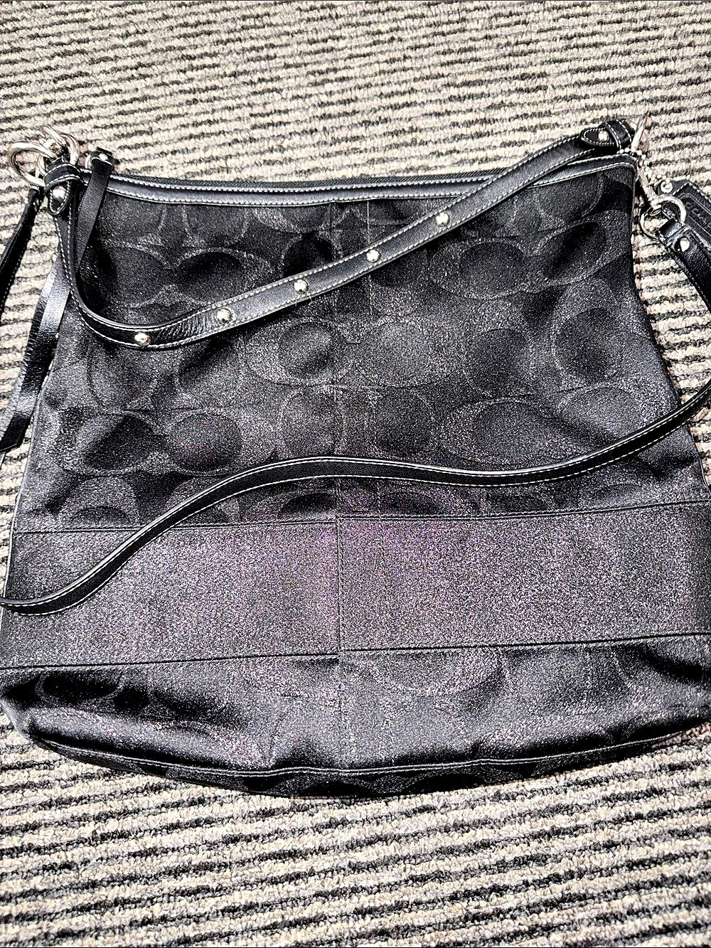 Coach Madison Dotted Op Art Convertible Hobo Black Shoulder Bag